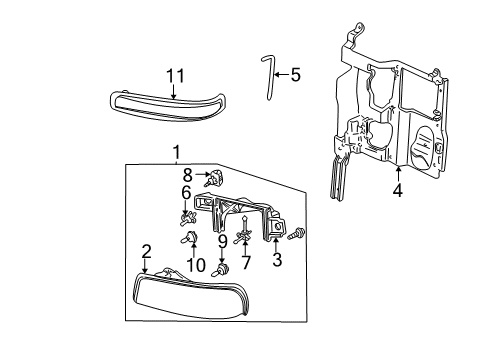 1999 Chevrolet Silverado 2500 Headlamp Components, Park & Side Marker Lamps Harness Asm-Fwd Lamp Wiring. Diagram for 15356338