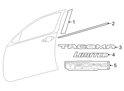 2019 Toyota Tacoma Exterior Trim - Front Door Belt Molding Diagram for 6816104060