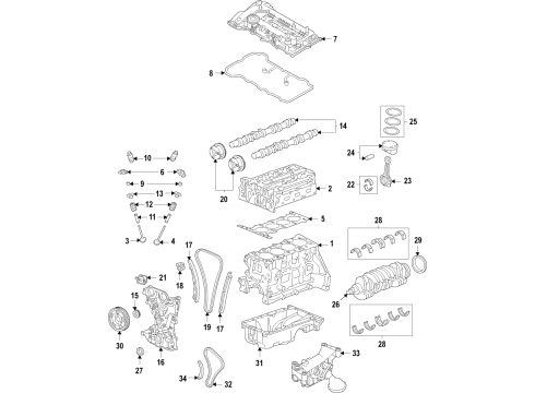 2022 Genesis G80 Engine Parts, Mounts, Cylinder Head & Valves, Camshaft & Timing, Variable Valve Timing, Oil Cooler, Oil Pan, Oil Pump, Adapter Housing, Balance Shafts, Crankshaft & Bearings, Pistons, Rings & Bearings Bolt Diagram for 213592A650