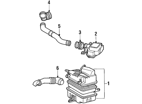 1986 Toyota 4Runner Air Inlet Air Cleaner Assembly Diagram for 1770035350