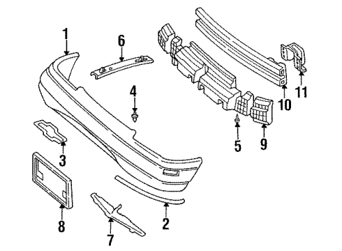 1995 Chevrolet Lumina Front Bumper Molding Asm-Front Bumper Fascia *Bright Luste Diagram for 10186976