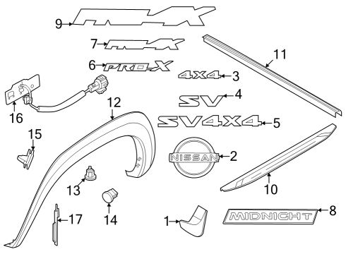 2022 Nissan Frontier Parking Aid Sensor Assy-Distance Diagram for 284387FL5C