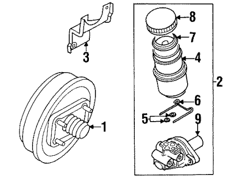 1999 Isuzu VehiCROSS Hydraulic System Master Cylinder Assembly, Brake Diagram for 8973099540