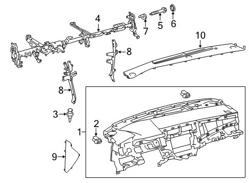 2017 Infiniti QX70 Cluster & Switches, Instrument Panel Lower Brace Diagram for 5530707030
