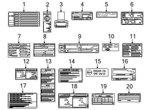 2021 Lexus RX450hL Information Labels Plate, Battery Caution Diagram for 2889746020