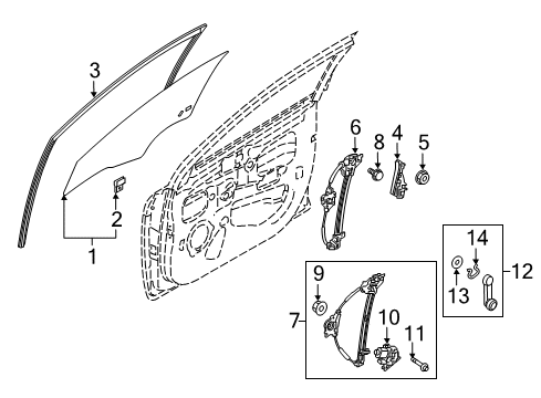 2018 Kia Rio Front Door Grip Assembly-Front Door Glass Diagram for 824121W100
