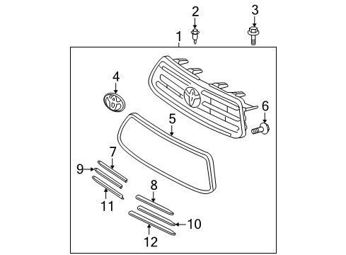 2010 Toyota Highlander Grille & Components Emblem Diagram for 9097502100