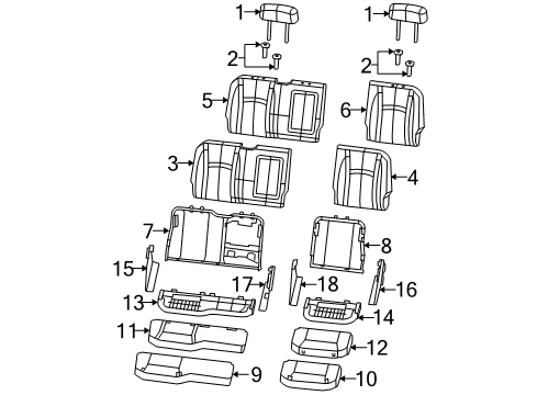 2012 Ram 1500 Rear Seat Components Seat Cushion Foam Right Diagram for 68050618AA