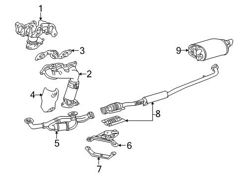 1999 Lexus ES300 Exhaust Manifold Exhaust Center Pipe Assembly Diagram for 1742020140