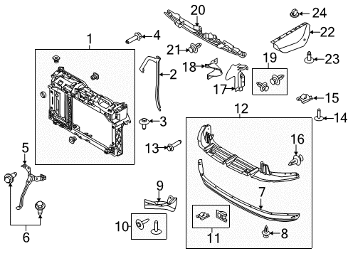 2011 Ford Fiesta Radiator Support Side Extension Diagram for AE8Z16184AA