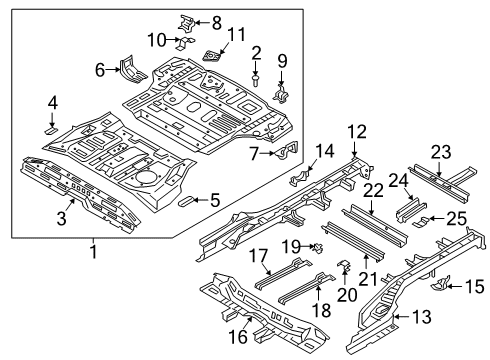 2020 Hyundai Santa Fe Rear Floor & Rails Panel Assembly-Rear Floor Diagram for 65510S2010