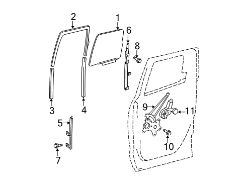 2007 Toyota Tundra Front Door Glass Run Diagram for 681420C030