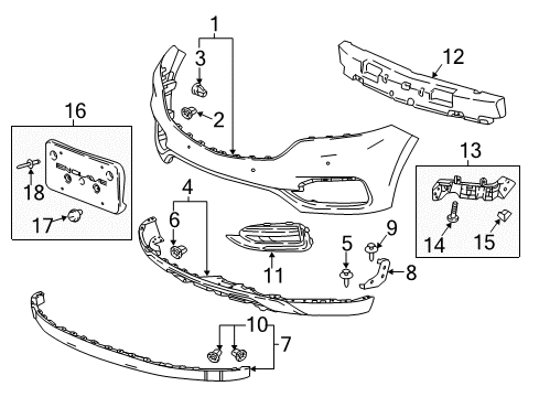 2020 Buick Enclave Front Bumper Deflector Bracket Diagram for 84007078