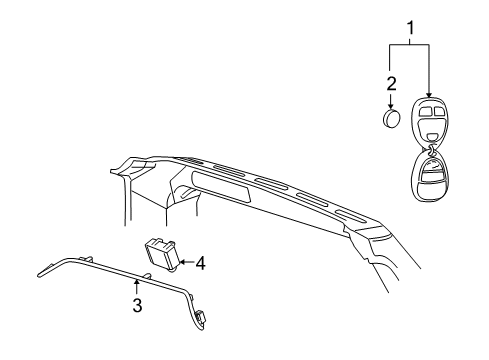 2008 Buick Enclave Keyless Entry Components Transmitter Diagram for 20869056