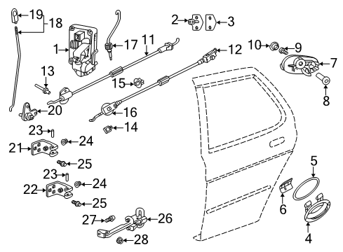 2008 Saab 9-5 Rear Door Nut, Rear Suspension Strut Diagram for 11900441