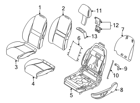 2001 BMW Z8 Seat Components Seat Cover Leather Right Diagram for 52107027236