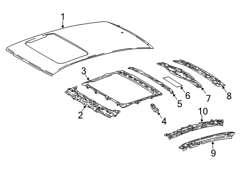 2018 Lexus LS500 Roof & Components Panel, Roof Diagram for 6311150190