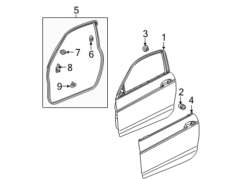 2008 Honda Accord Door & Components Weatherstrip, R. FR. Door Diagram for 72310TE0A01