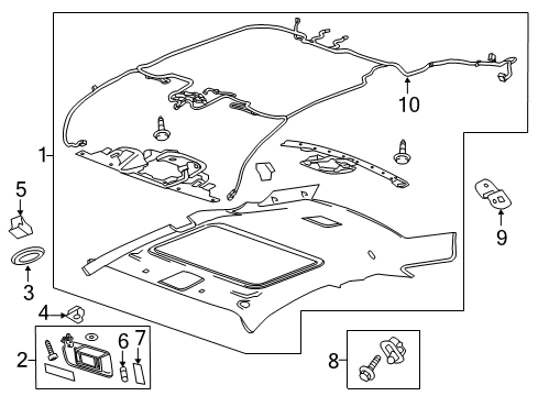 2011 Cadillac CTS Interior Trim - Roof Headliner Diagram for 23138779