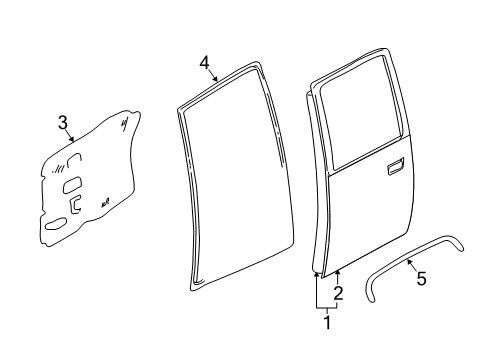 2002 Nissan Frontier Rear Door & Components, Exterior Trim MOULDING-Rear Door Outside, L Diagram for 82821VK60A