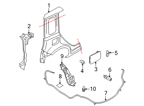 2010 Nissan Cube Quarter Panel & Components Fender Rear RH Diagram for GHA001A10A