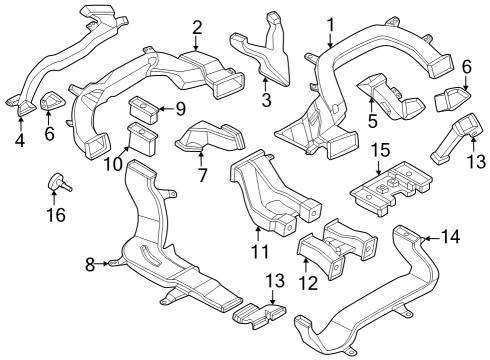 Ducts LUFTKANAL INDIREKTE BEL FTUN Diagram for 64225A01319