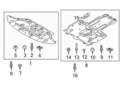 2021 Genesis G90 Under Cover & Splash Shields Nut Assembly-Plug Diagram for 868962W000