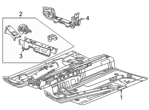 2019 Cadillac XT4 Floor & Rails Front Crossmember Diagram for 23122528