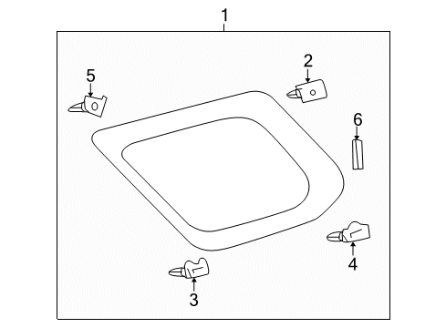 2019 Toyota 4Runner Quarter Panel - Glass & Hardware Window Trim Upper Retainer Diagram for 6276435020