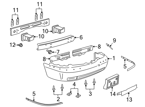 2003 Lincoln Town Car Front Bumper License Bracket Diagram for 3W1Z17A385AAB