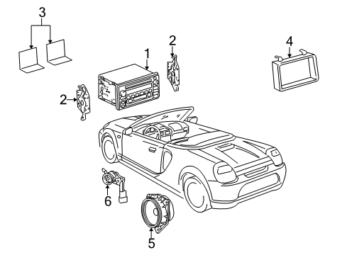 2003 Toyota MR2 Spyder Sound System Trim Plate Diagram for 5542317040C0