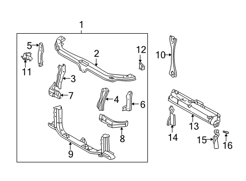 2001 Lexus RX300 Radiator Support Bracket, Front End Panel Mounting, RH Diagram for 5325748010