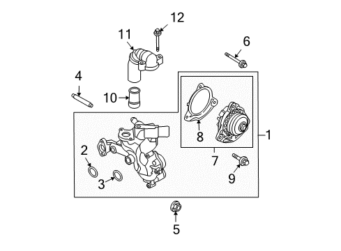 2010 Ford Fusion Water Pump Inlet Tube Diagram for 9L8Z8A505B
