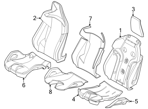 2022 BMW M850i xDrive Gran Coupe Front Seat Components COVER, SPORTS SEAT, BACKREST Diagram for 52109882665