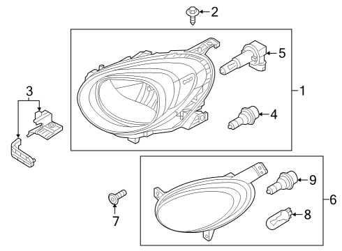 2017 Fiat 500X Headlamps Headlamp Bulb Diagram for 68098965AA