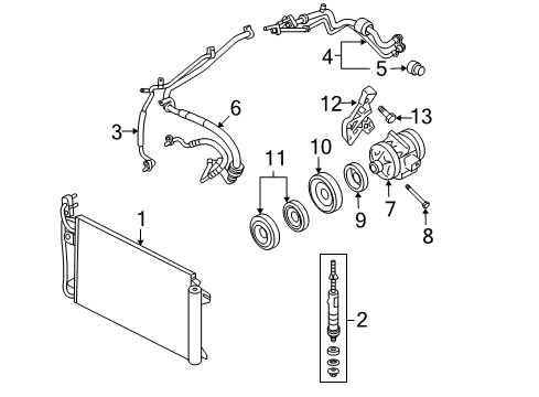 2008 Ford Fusion Air Conditioner Condenser Diagram for 9N7Z19712A