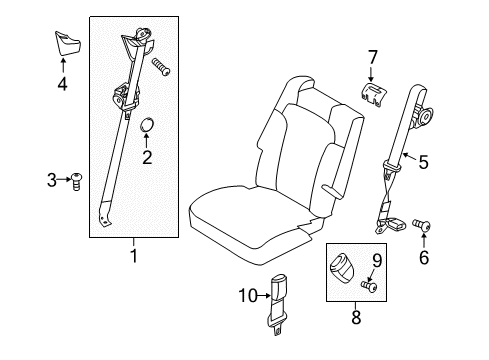 2012 Lincoln MKT Seat Belt Buckle Screw Diagram for W707957S437M