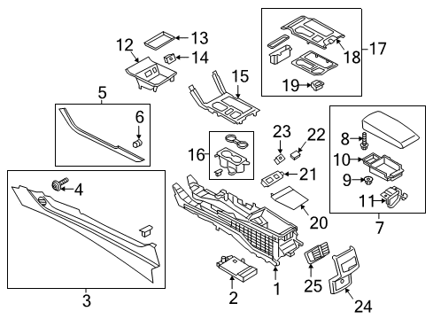 2019 Ford Police Responder Hybrid Console Cup Holder Diagram for HS7Z5413562DA