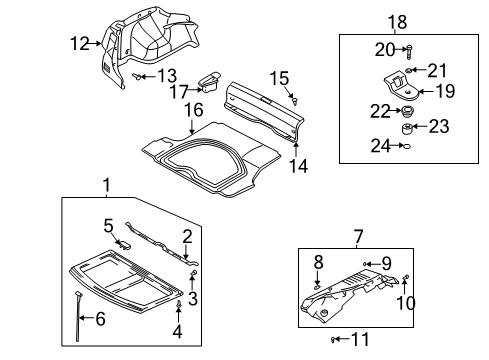 2004 Hyundai Elantra Interior Trim - Rear Body Bracket-Cover Shelf Center Rail Diagram for 8594124200