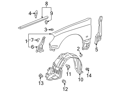2003 Lexus GS430 Fender & Components GROMMET, Screw Diagram for 9018906087