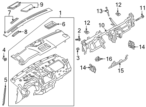2022 Ford Ranger Cluster & Switches, Instrument Panel Reinforce Beam Insulator Diagram for AB3Z21043A88A