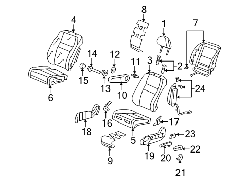 2007 Honda CR-V Front Seat Components Cap, L. Height Adjuster Handle*NH598L* (ATLAS GRAY) Diagram for 81622SNAA01ZA