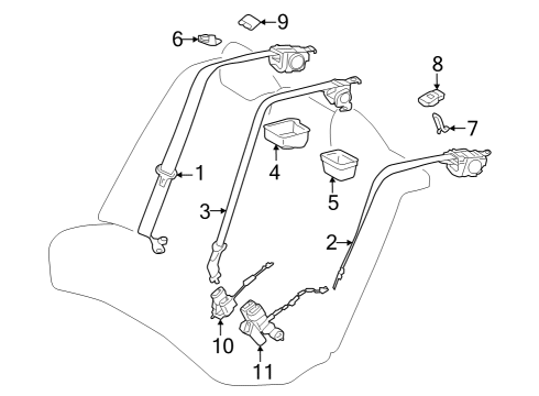 Rear Seat Belts Guide, RR Seat SHOUL Diagram for 7334333050C0