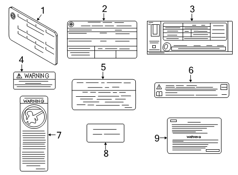 2011 BMW X6 Information Labels Instruction Notice, Airbag Diagram for 71212122334