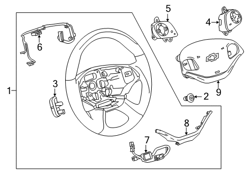 2015 Chevrolet Impala Steering Column & Wheel, Steering Gear & Linkage Steering Wheel Diagram for 84346033