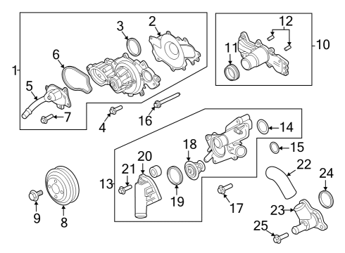 2022 Ford F-150 Water Pump Thermostat Outlet Bolt Diagram for W503279S437