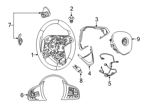 2018 BMW X2 Steering Column & Wheel, Steering Gear & Linkage Sports Steering Wheel Leather Diagram for 32306860357