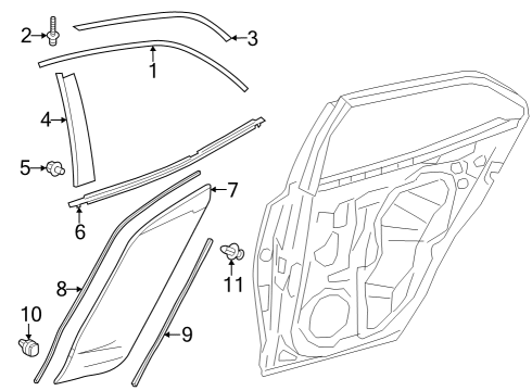 Exterior Trim - Rear Door Belt Molding Diagram for 7573012441