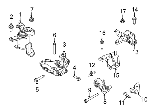 2013 Ford Fiesta Engine & Trans Mounting Bracket Bolt Diagram for W500233S442