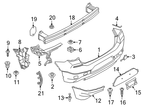2019 BMW X2 Rear Bumper Plug-In Nut Diagram for 51127461407